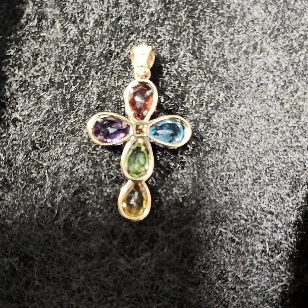 Elegant Multi-Gem Vintage Necklace Pendant - Picture 3 of 4